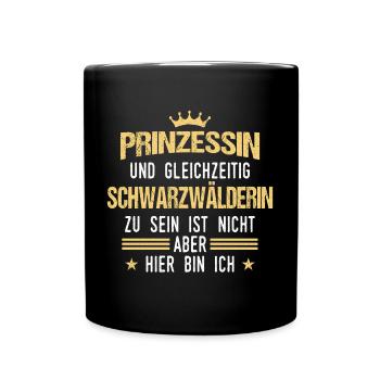 Schwarzwald Schwarzwälderin Heimat Spruch - Tasse einfarbig - Schwarz - Vorne