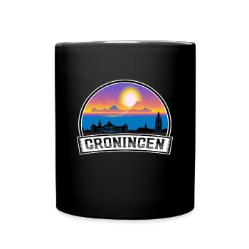 Groningen Niederlande Skyline Vintage Sunset Trave - Tasse einfarbig - Schwarz - Vorne