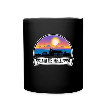 Palma de Mallorca Spanien Skyline Vintage Sunset Tra - Tasse einfarbig - Schwarz - Vorne