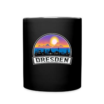 Dresden Germany Skyline Vintage Sunset Travel Souv - Full Colour Mug - black - Front