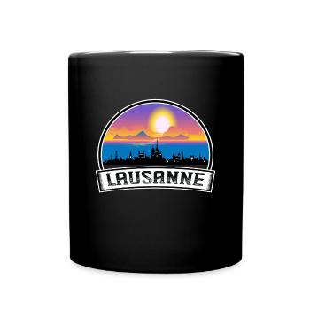 Lausanne Suisse Skyline Vintage Sunset Travel - Mug uni - noir - Devant