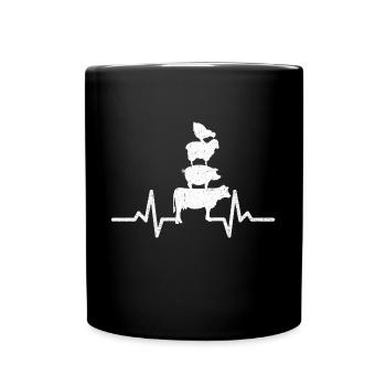 My heart beats for animals! - Full Colour Mug - black - Front