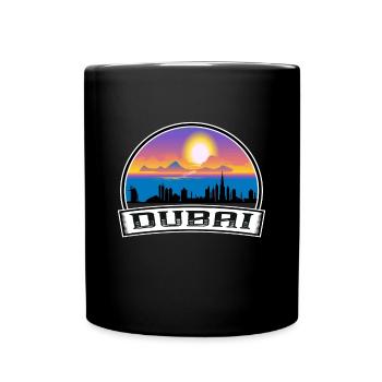 Dubai Uae Skyline Vintage Sunset Travel Souvenir - Full Colour Mug - black - Front