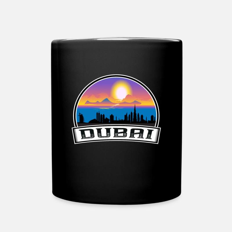 Dubai Uae Skyline Vintage Sonnenuntergang Reise Souvenir - Tasse einfarbig - Schwarz