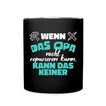 Großvater Humorvoll Statement Opa Enkelkind - Tasse einfarbig - Schwarz - Vorne