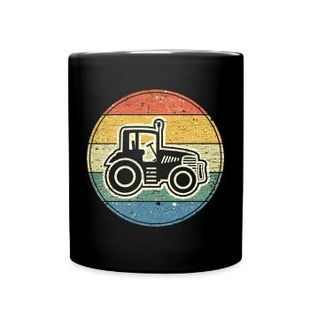 Vintage Trecker für Bauern und Landwirte - Tasse einfarbig - Schwarz - Vorne