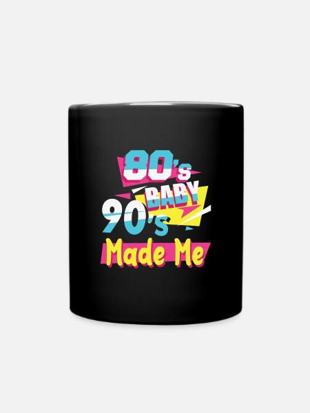 Retro 80s Baby 90s Made Me - Full Colour Mug - black
