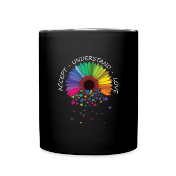 Floral Autismus Bewusstsein Blume für Mama - Tasse einfarbig - Schwarz - Vorne