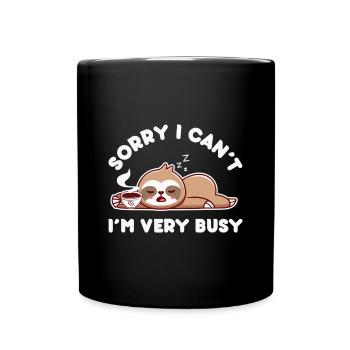 Sorry I Cant Im Very Busy Coffee Sloth - Full Colour Mug - black - Front