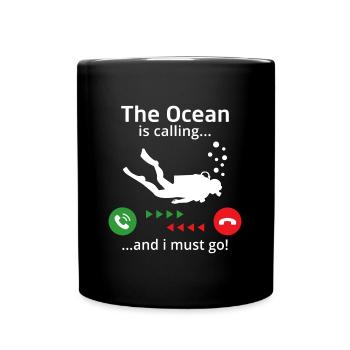 der Ozean ruft und ich muss gehen - Tasse einfarbig - Schwarz - Vorne