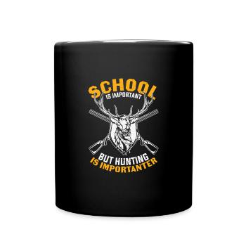 Jagd Zitat Jagd ist wichtiger Lustige Jagd - Tasse einfarbig - Schwarz - Vorne