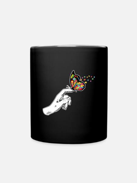 Schmetterling Autismus Bewusstsein - Tasse einfarbig - Schwarz