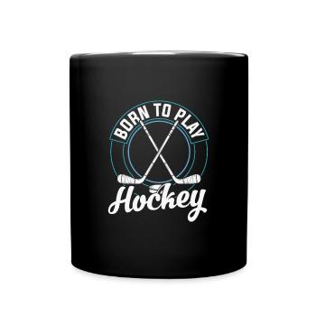 Eishockey Zitat Eishockey geboren, um Hockey zu spielen - Tasse einfarbig - Schwarz - Vorne