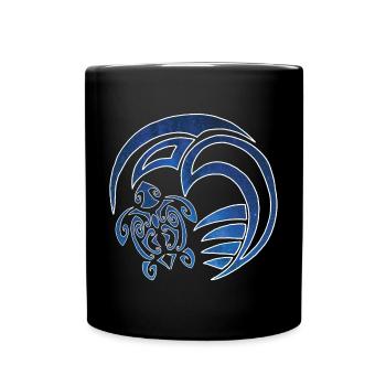 Turtle, ocean and starry sky - Full Colour Mug - black - Front
