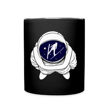 Ski Jumping Astronaut Ski Jumper All Ski Flying - Full Colour Mug - black - Front