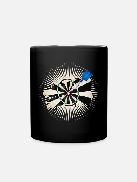 jeu de fléchettes radiant avec flèche de fléchette bleue - Mug uni - noir