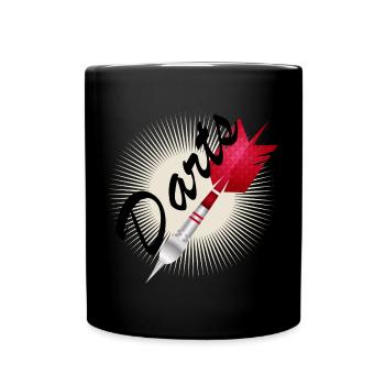 bright red dart with darts typography - Full Colour Mug - black - Front