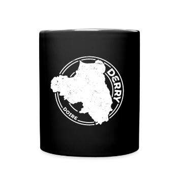 Derry Ireland Map | County Outline Stamp - Full Colour Mug - black - Front