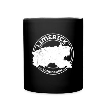 Limerick Ireland Map | County Outline Stamp - Full Colour Mug - black - Front