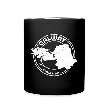 Galway Ireland Map | County Outline Stamp - Full Colour Mug - black - Front