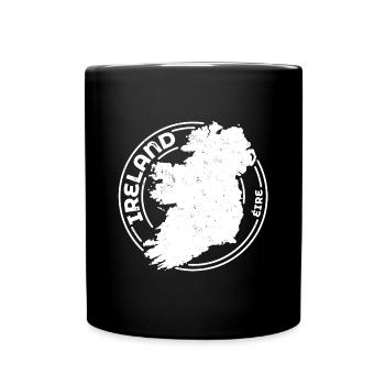 Ireland | Irish Map | Island Outline Stamp Design - Full Colour Mug - black - Front