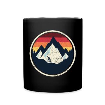 Coucher de soleil rétro en VTT - Mug uni - noir - Devant
