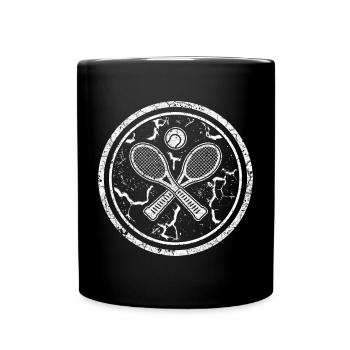 Symbole de tennis rond avec raquette de tennis sans texte - Mug uni - noir - Devant