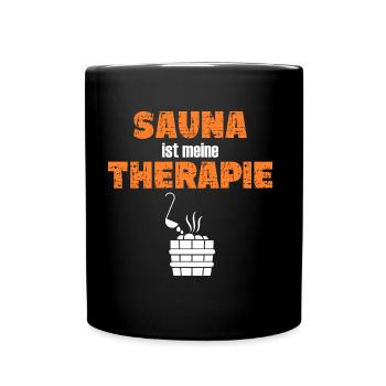 Sauna ist meine Therapie - Tasse einfarbig - Schwarz - Vorne