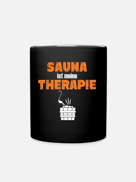 Sauna ist meine Therapie - Tasse einfarbig - Schwarz