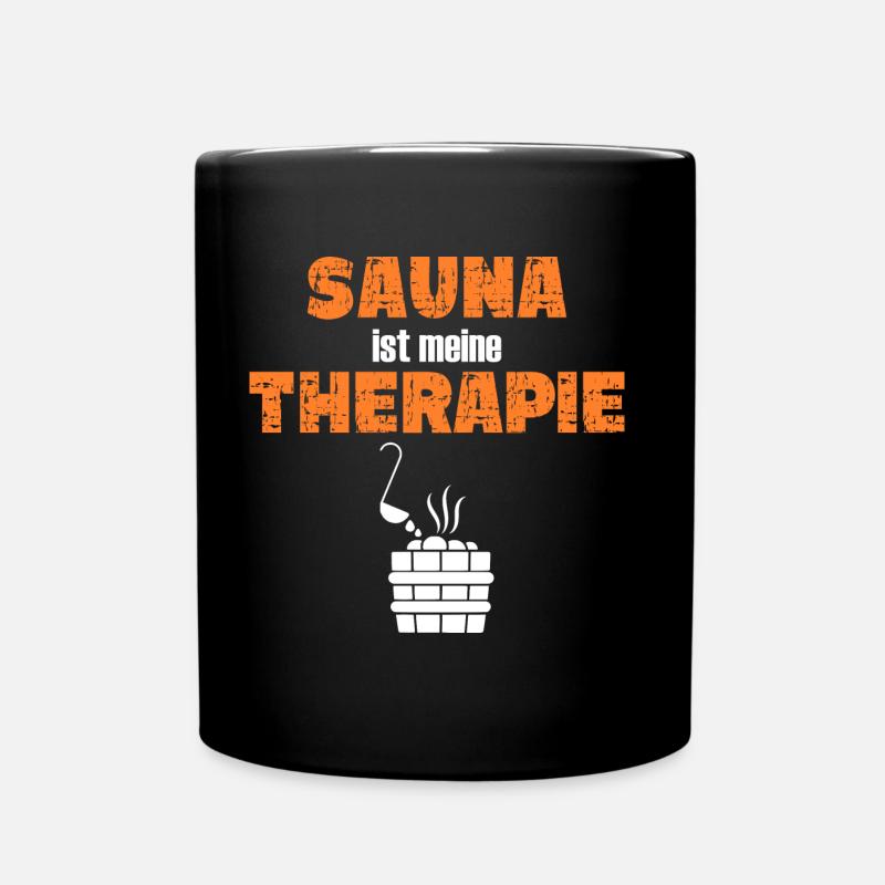 Sauna ist meine Therapie - Tasse einfarbig - Schwarz