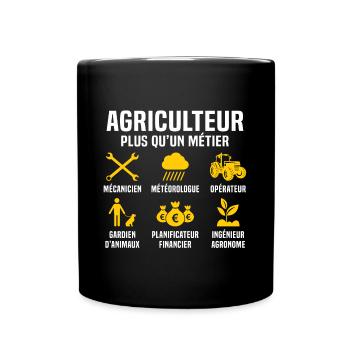 agriculteur plus qu'un métier t-shirt tracteur - Mug uni - noir - Devant