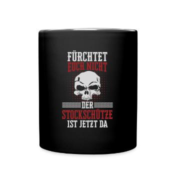 Stockschießen Eisstockschießen Eisstock Spruch - Tasse einfarbig - Schwarz - Vorne
