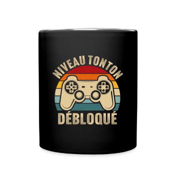 niveau tonton débloqué rétro oncle gamer geek - Mug uni - noir - Devant
