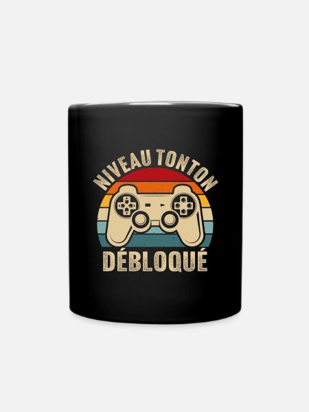 niveau tonton débloqué rétro oncle gamer geek - Mug uni - noir