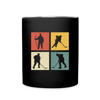 retro hockey t-shirt hockey sur glace - Mug uni - noir - Devant