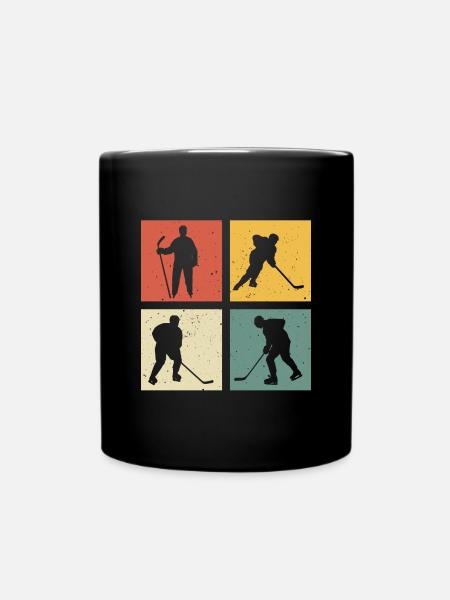retro hockey t-shirt hockey sur glace - Mug uni - noir