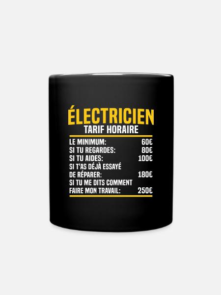 Électricien tarif horaire cadeau electricien - Mug uni - noir