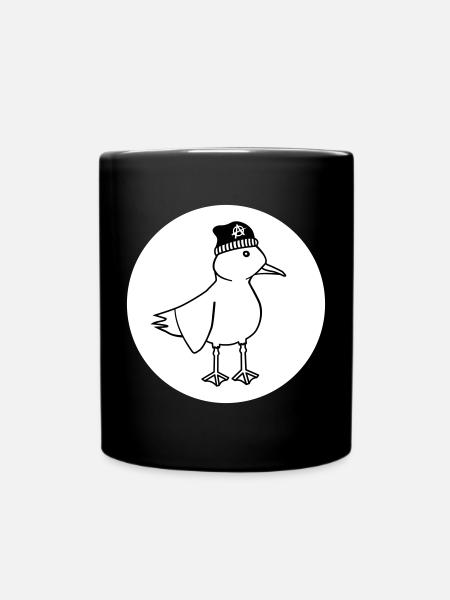 Möwe Anarchie – Freche maritim Hipster Küstenkunst - Tasse einfarbig - Schwarz