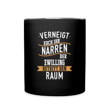 Zwilling Zwillinge Bruder Schwester Spruch - Tasse einfarbig - Schwarz - Vorne