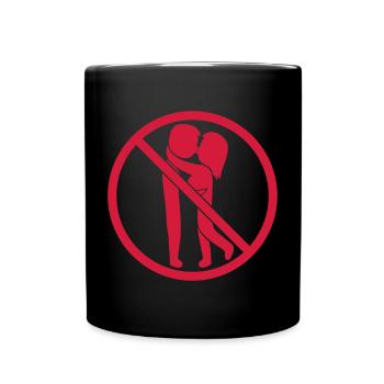 Forbidden Sign Kissing - Full Colour Mug - black - Front