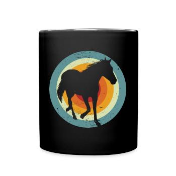 Vintage Pferde Silhouette - Pferd im Retro Look - Tasse einfarbig - Schwarz - Vorne