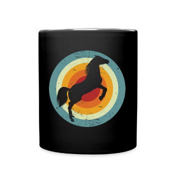 Pferd im Retro Look - Vintage Pferde Silhouette - Tasse einfarbig - Schwarz - Vorne