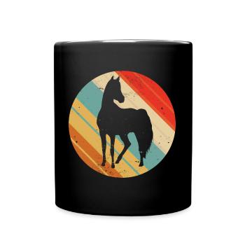 Vintage Pferde Silhouette - Pferd im Retro Look - Tasse einfarbig - Schwarz - Vorne