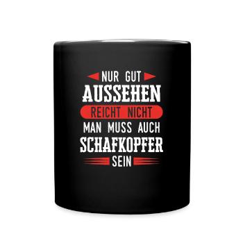 Schafkopfen Schafkopf Kartenspiel Spruch - Tasse einfarbig - Schwarz - Vorne