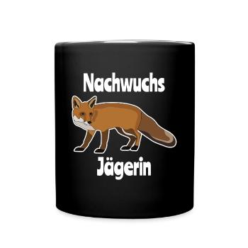 Nachwuchs Jägerin Jagd Fuchs Motiv Geburt Baby - Tasse einfarbig - Schwarz - Vorne
