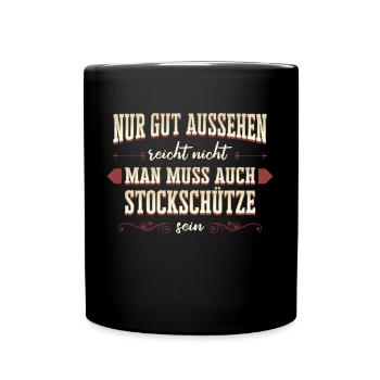 Stockschießen Eisstockschießen Eisstock Spruch - Tasse einfarbig - Schwarz - Vorne