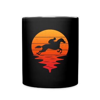 Retro Reit-T-Shirt geboren, um ein Pferd zu reiten - Tasse einfarbig - Schwarz - Vorne