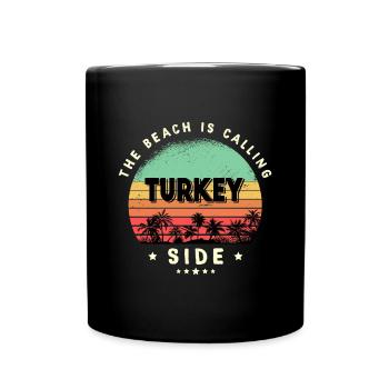 Side Turkey beach design - Full Colour Mug - black - Front