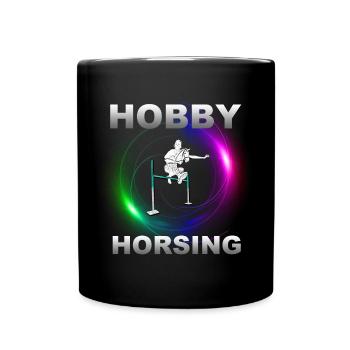 Hobby Horsing grün-lila - Tasse einfarbig - Schwarz - Vorne