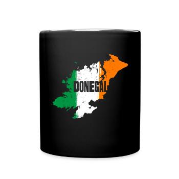 Donegal Ireland Flag | County Outline Map - Full Colour Mug - black - Front